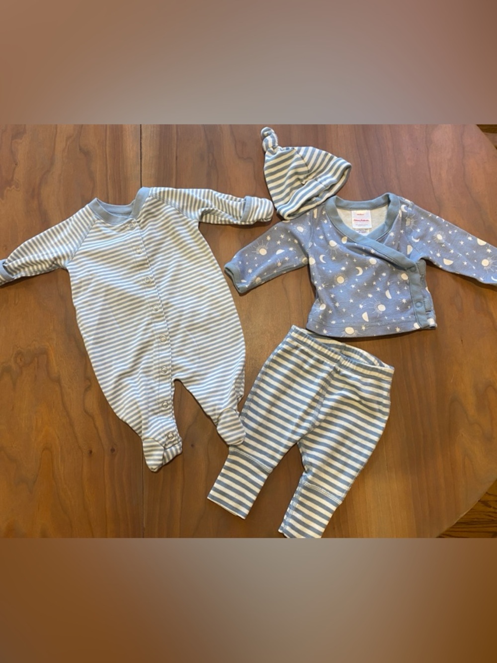 Hanna Andersson Blue Moon & Stripe Baby Outfit Set - 4 Pieces